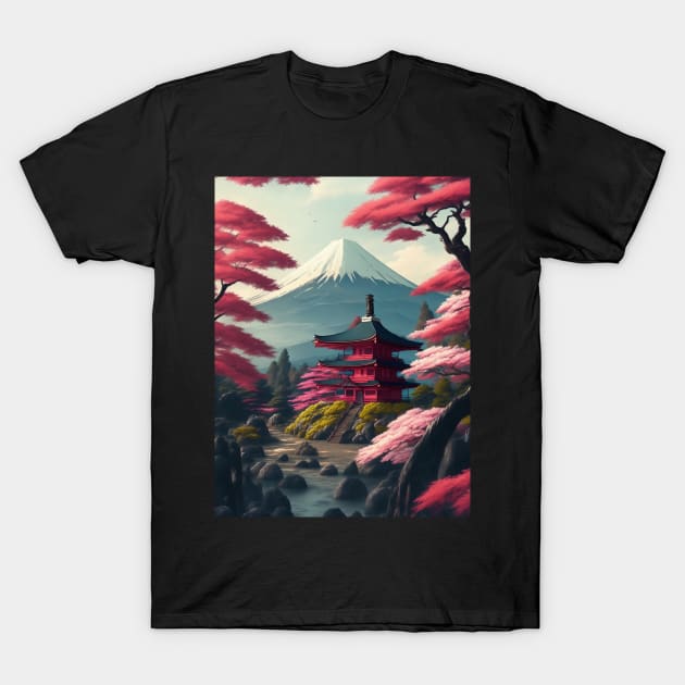 Serene Mount Fuji Sunset - Peaceful River Scenery T-Shirt by star trek fanart and more